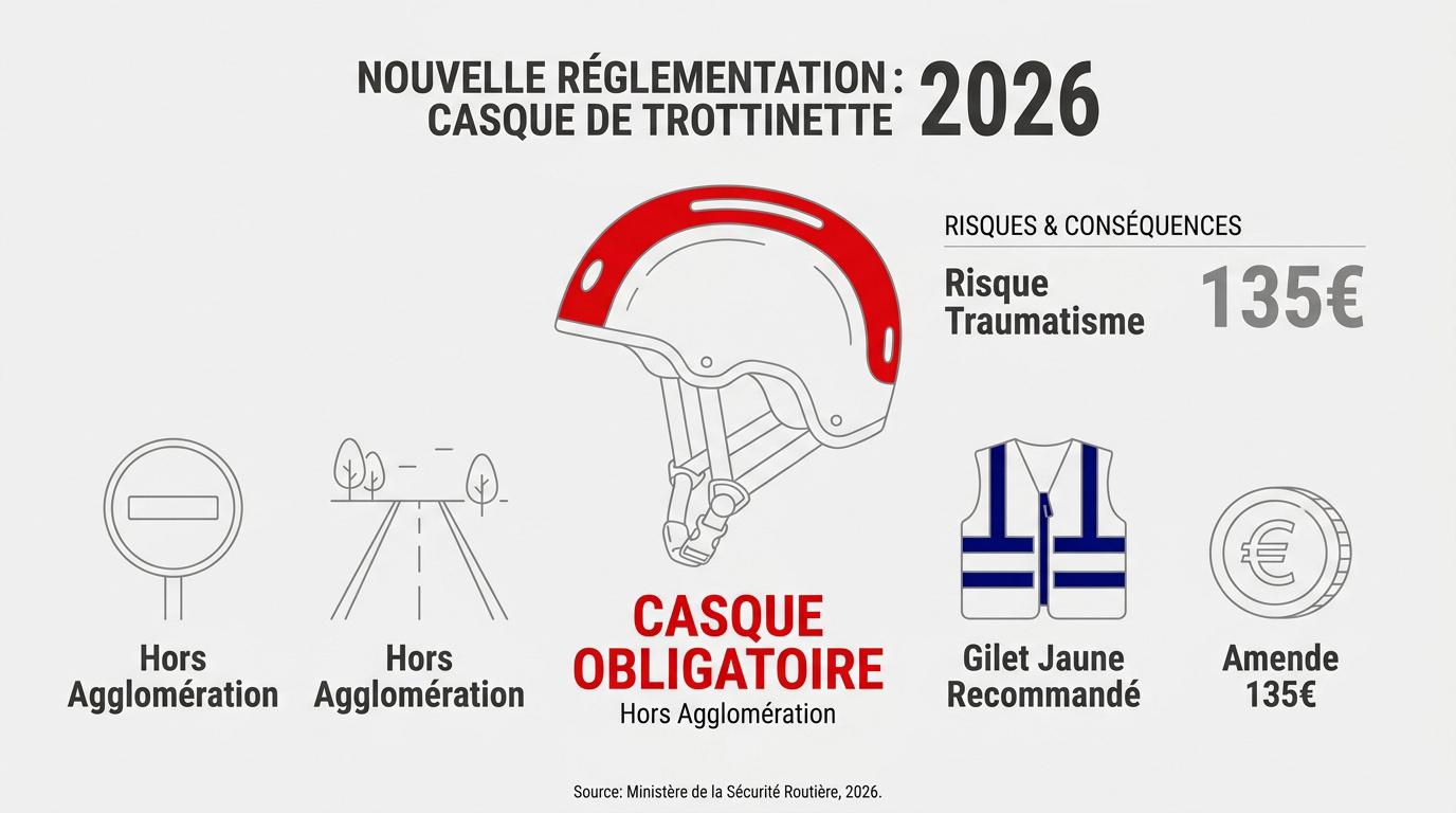 Obligation du port du casque en trottinette électrique hors agglomération en 2026