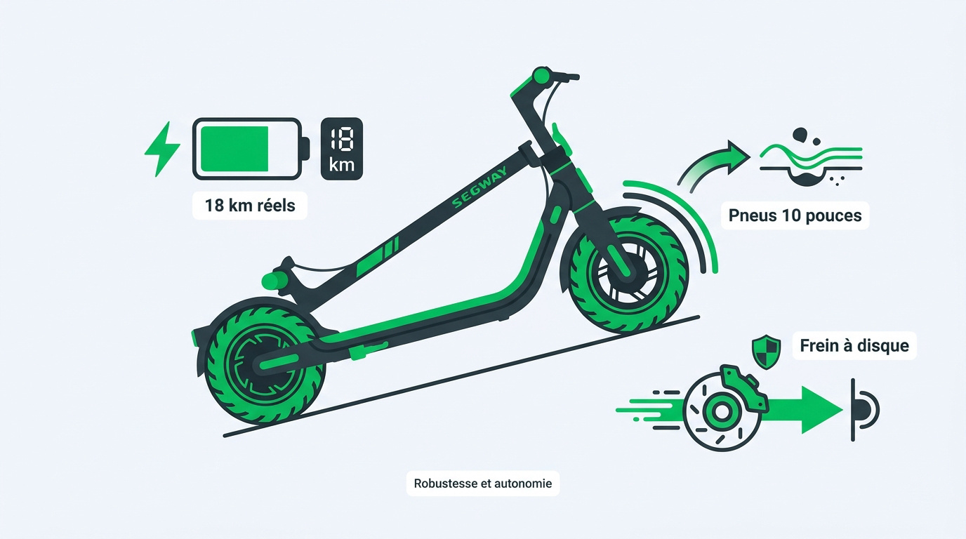Infographie technique de la trottinette Ninebot Segway F25E II