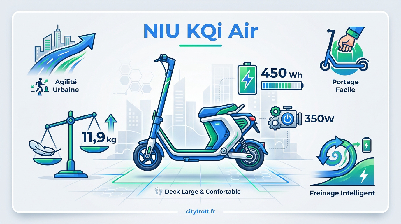 Trottinette électrique légère NIU KQi Air en fibre de carbone pour la ville