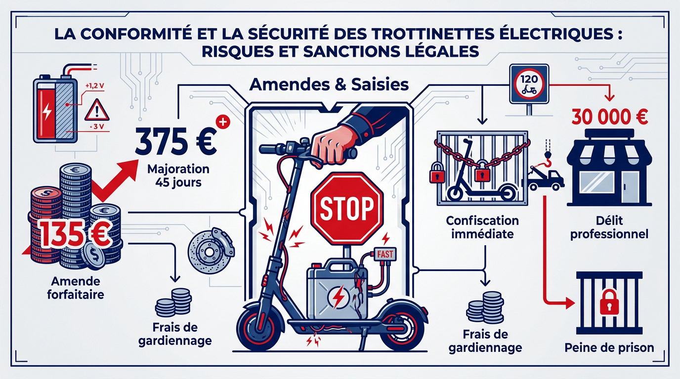 Contrôle de police sur une trottinette électrique modifiée
