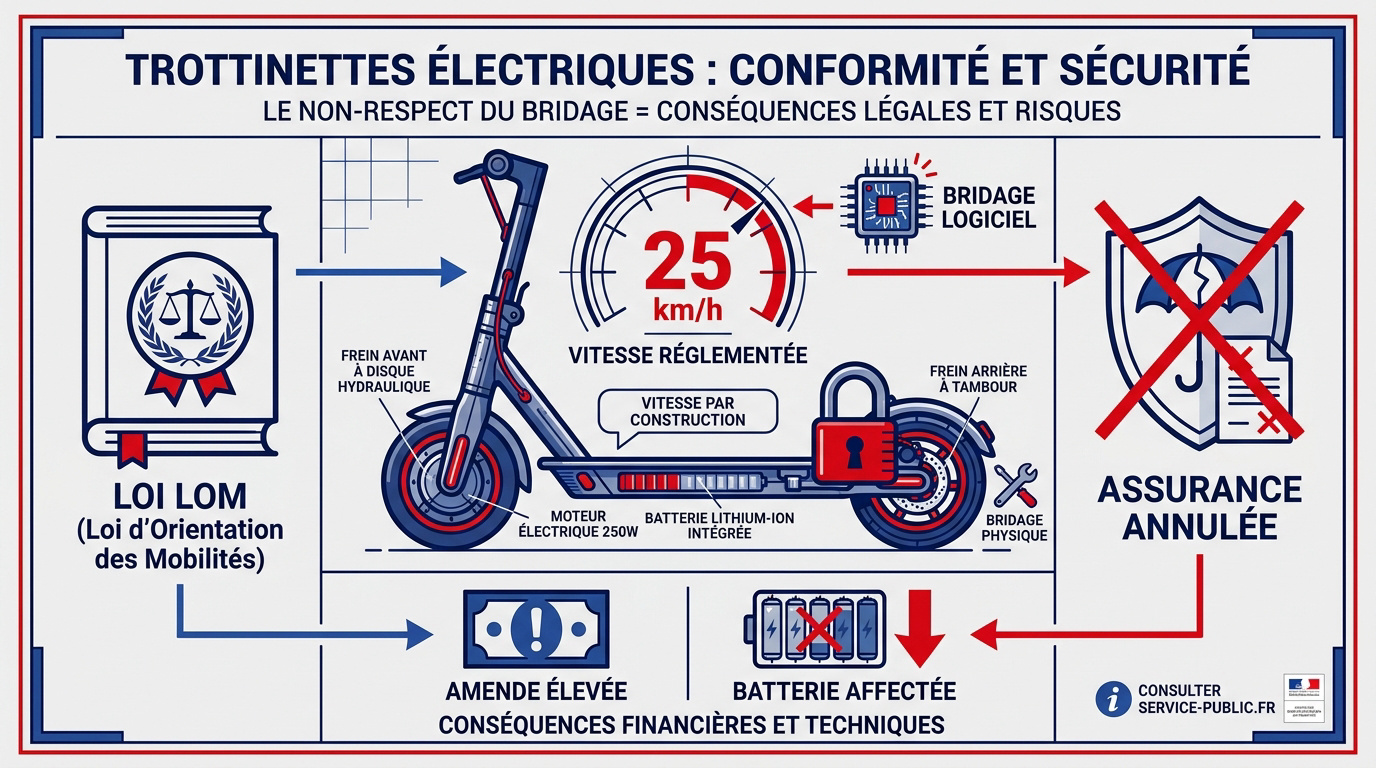 Réglementation et risques du débridage de trottinette électrique en France