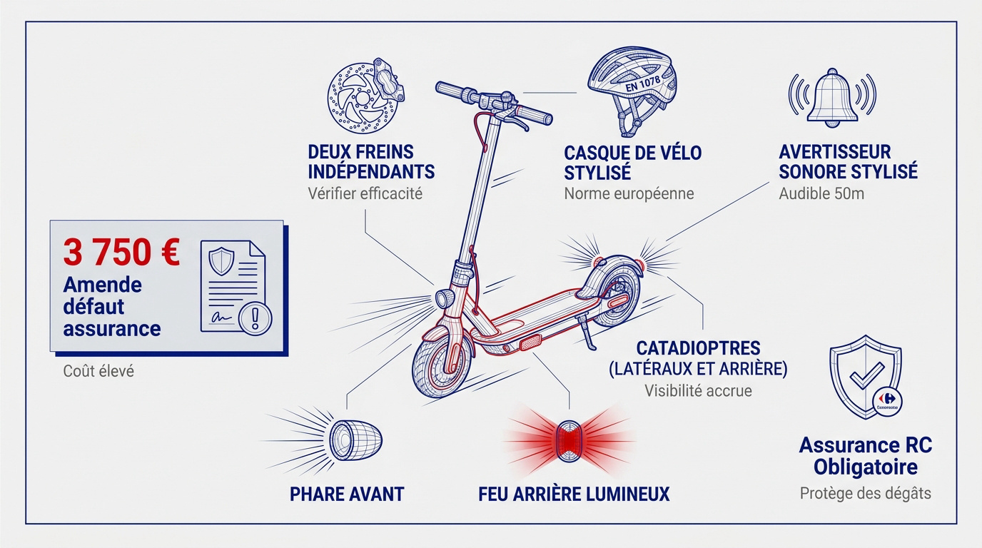 Équipements de sécurité obligatoires pour trottinette électrique et conformité légale