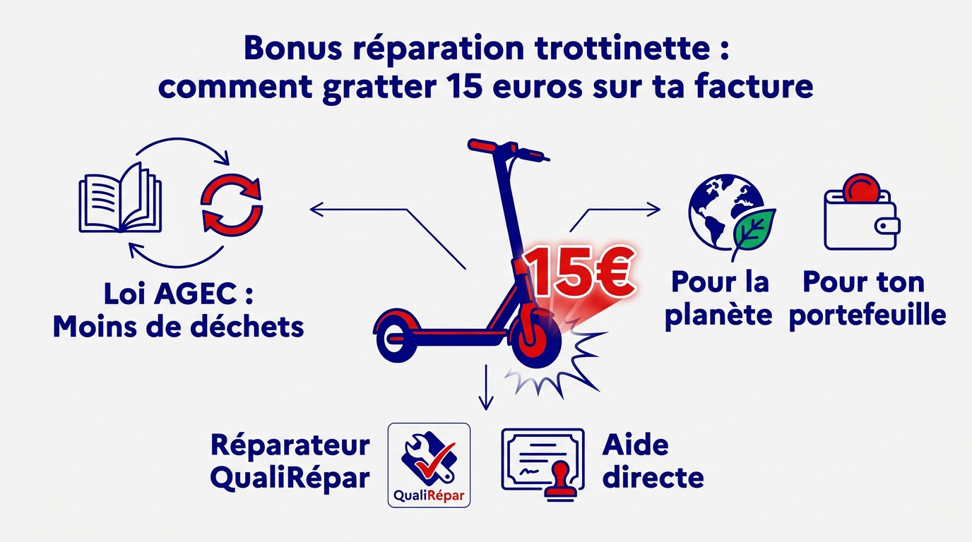 Réparation d'une trottinette électrique avec remise de 15 euros QualiRépar