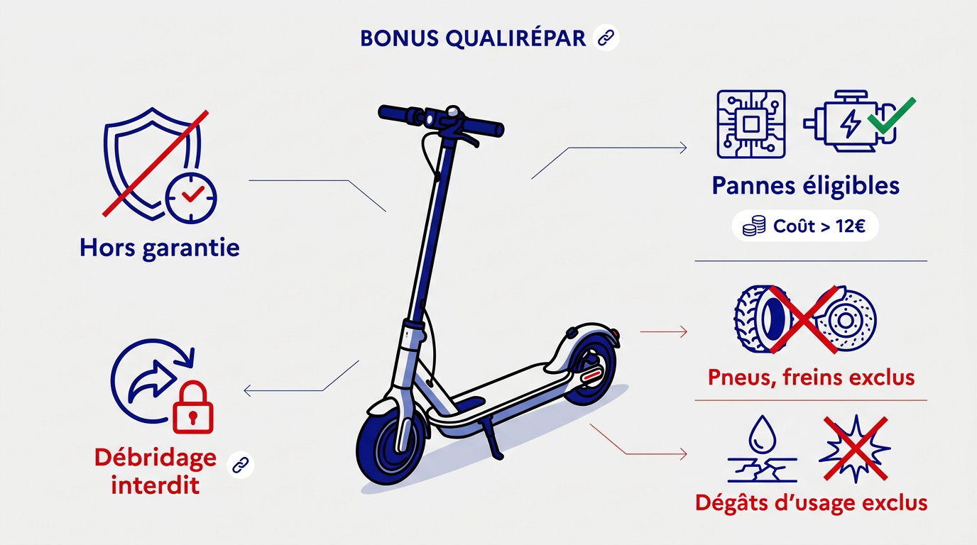 Vérification technique d'une trottinette électrique pour éligibilité QualiRépar