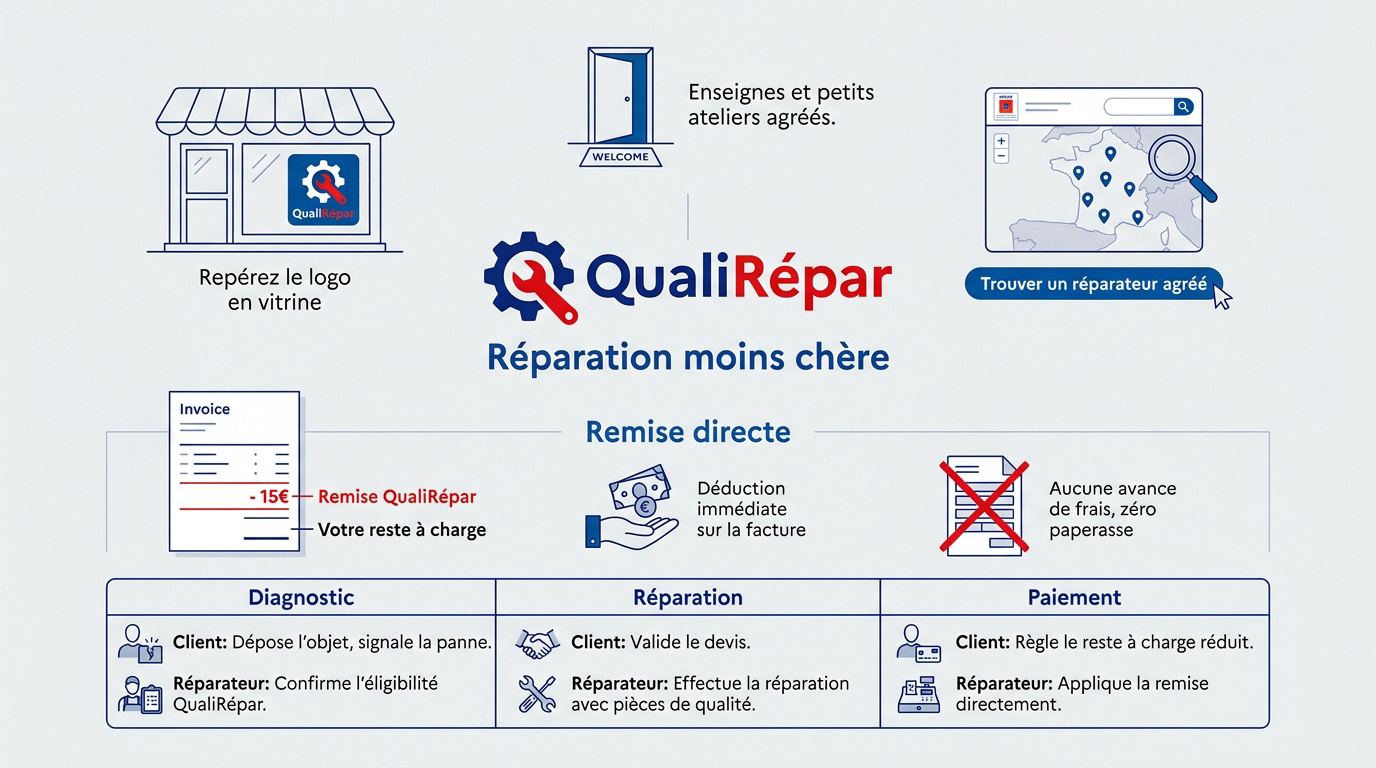 Infographie bonus réparation QualiRépar trottinette électrique