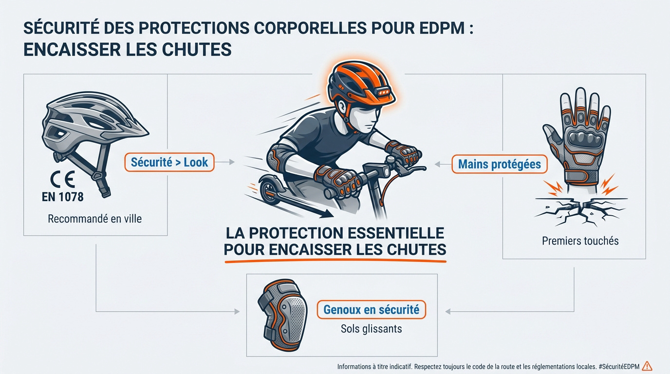 Equipement de securite en trottinette : eclairage, gilet, gants et ce qui est obligatoire