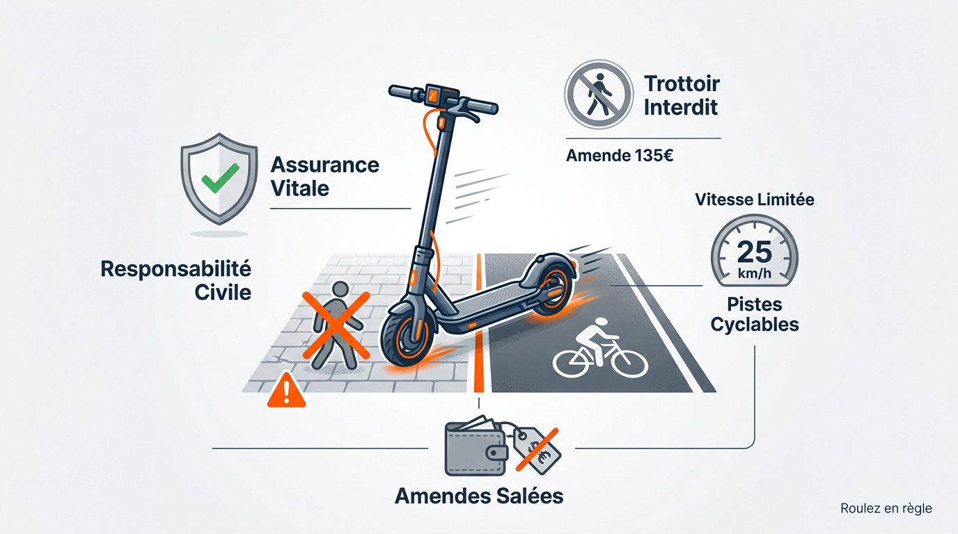 Règles de circulation et amendes pour trottinette électrique